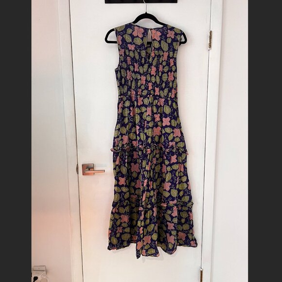 Banjanan Cotton Print Midi Dress with Ruching - Picture 4 of 6